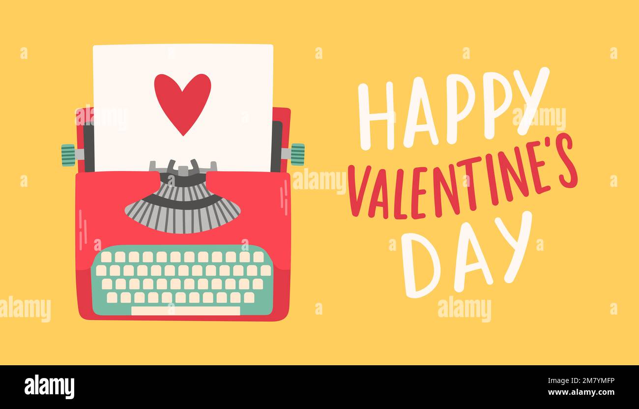 Happy Valentines Day poster, banner with white frame. Vector 3d