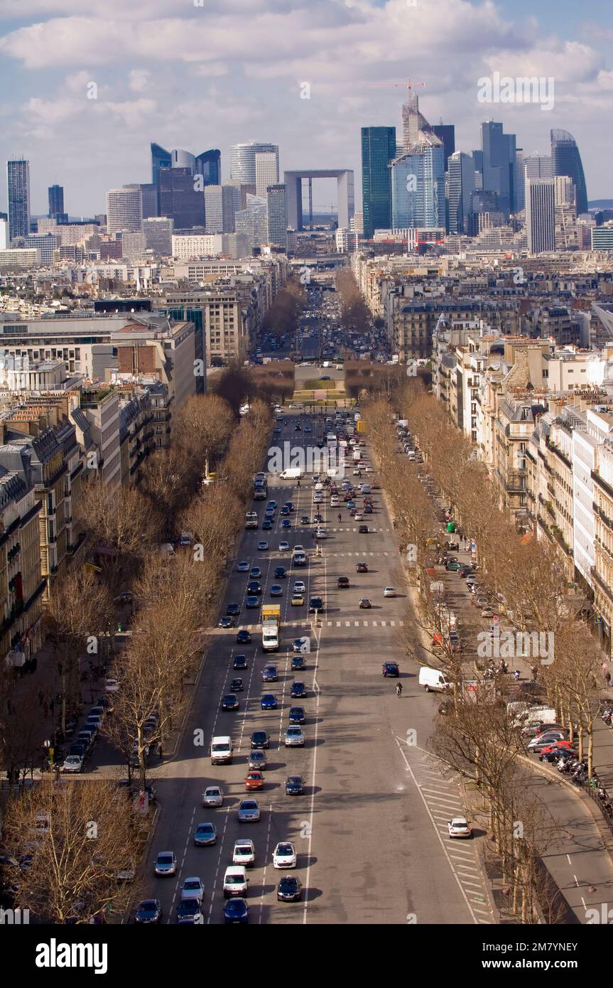 View over the Avenue of la Grande Armee, Foch Avenue and la Defense