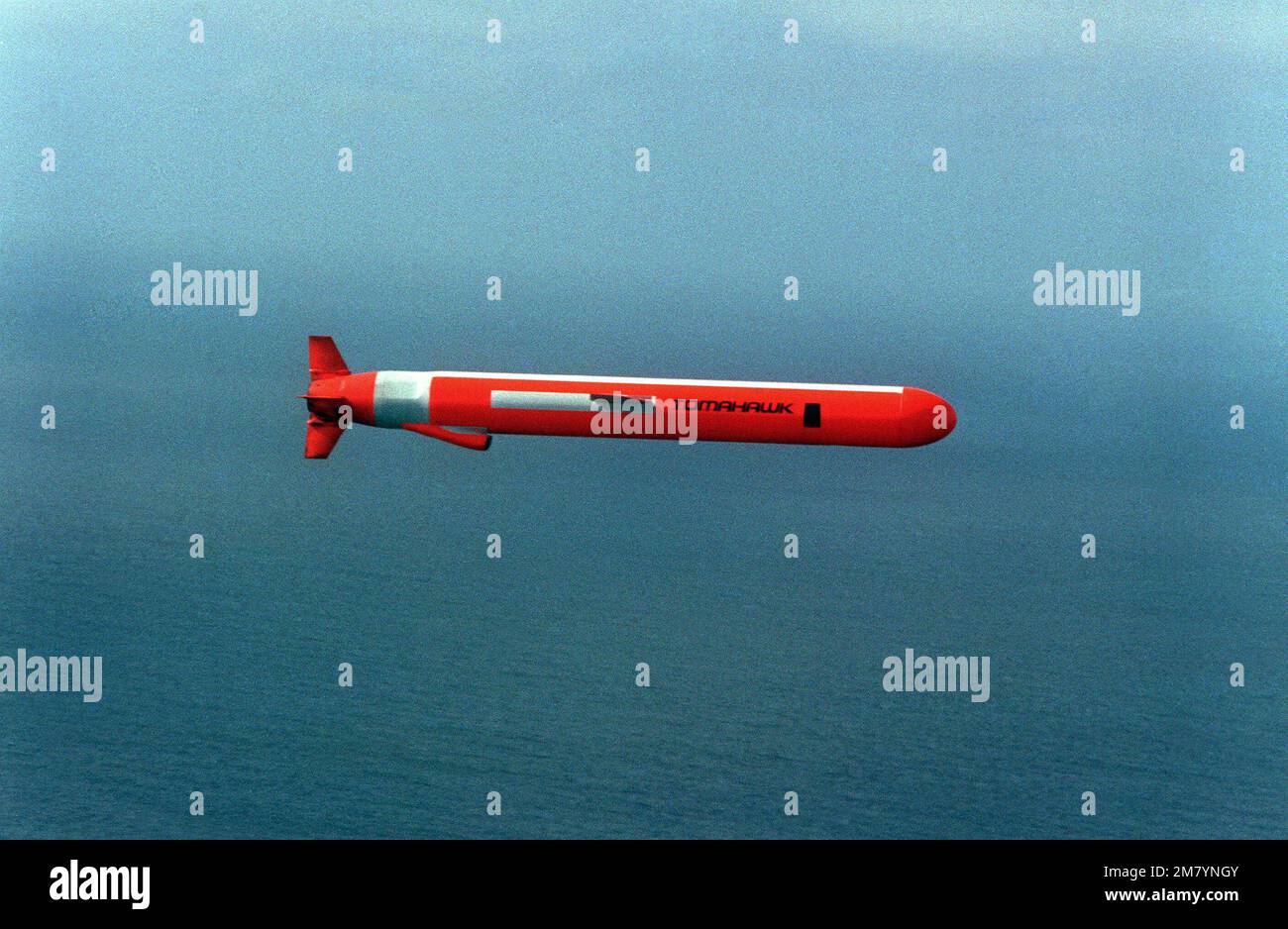 An air-to-air side view of a BGM-109 Tamahawk missile. The Tamahawak ...