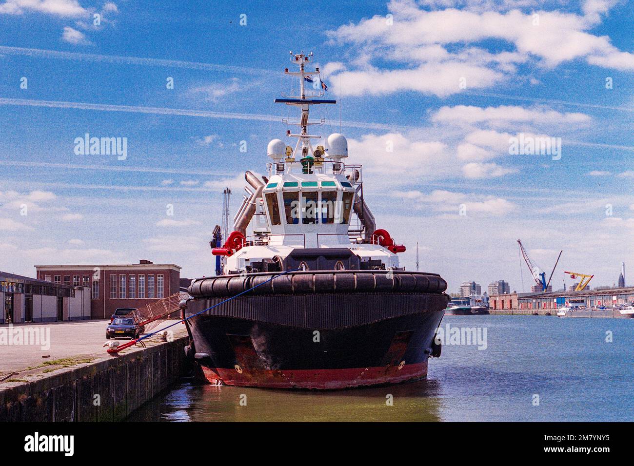 Rotterdam, Netherlands. An Idle Tow Thug moored at the Docks of