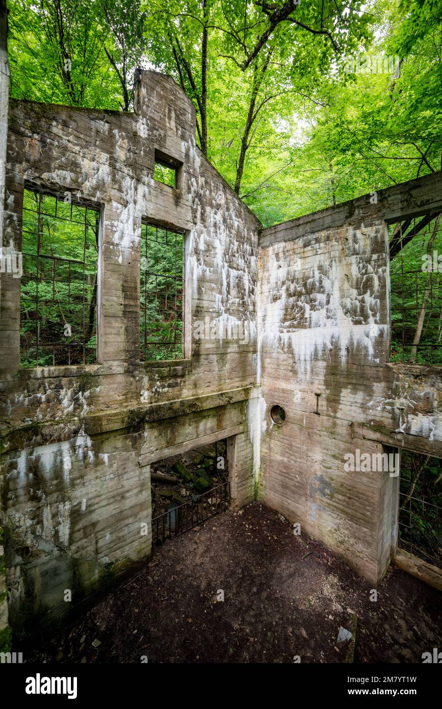 Ruines Carbide Willson, Chelsea, Québec, Canada Stock Photo