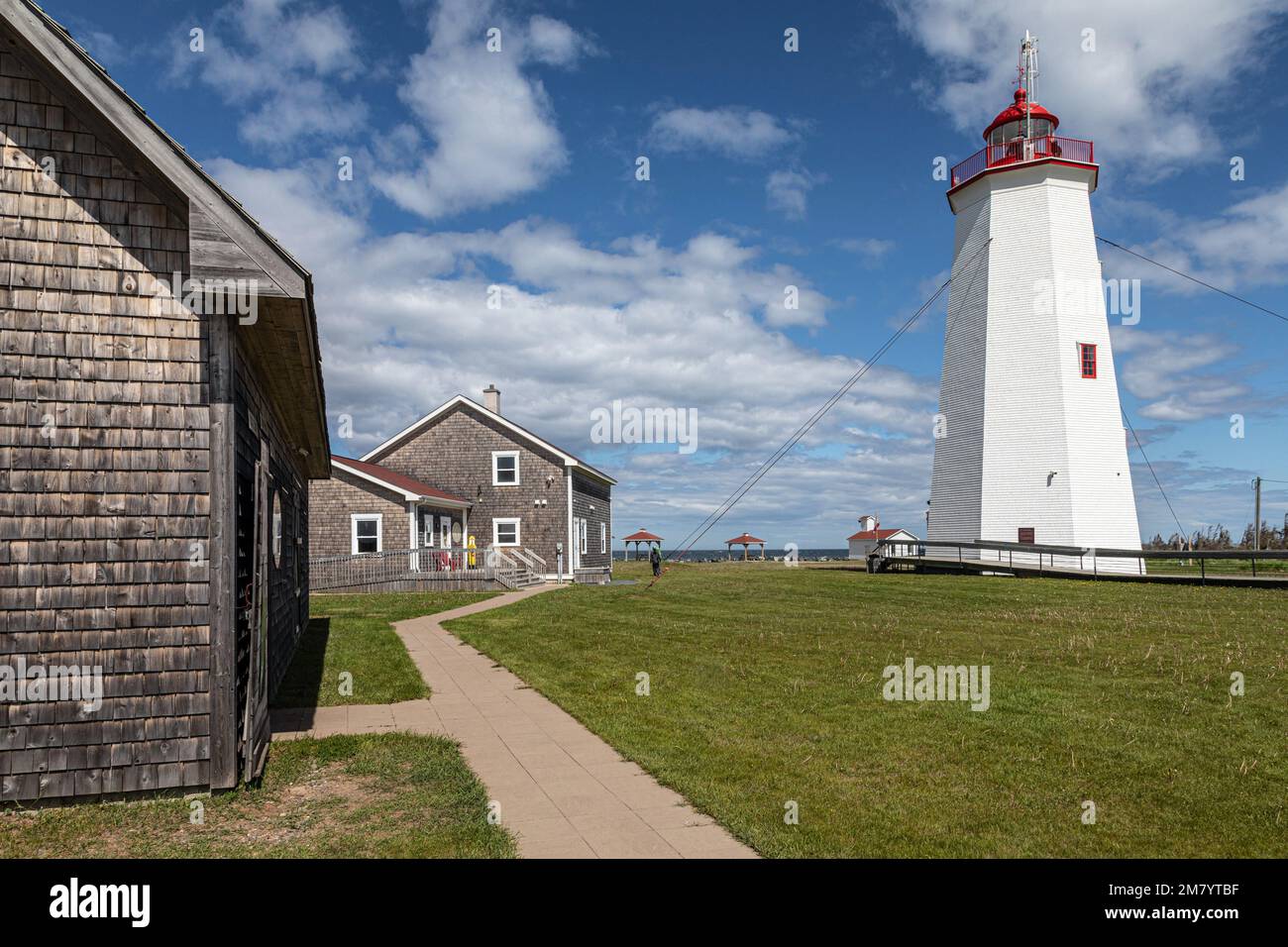 WOODEN LIGHTHOUSE AND CAFE DU GARDIEN, MISCOU ISLAND, NEW BRUNSWICK