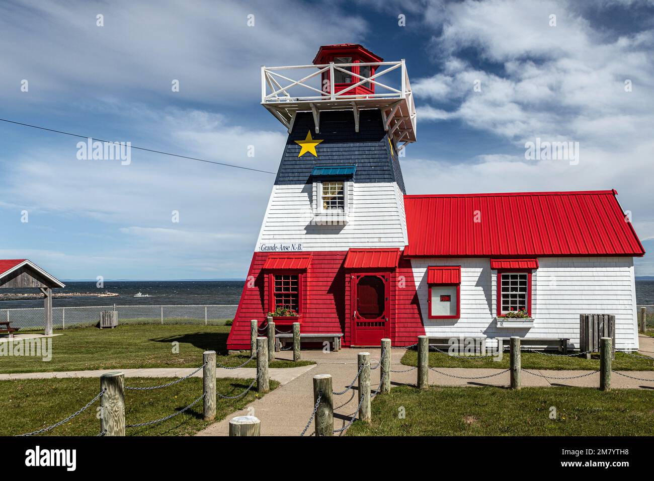 WOODEN LIGHTHOUSE AND ARCADIAN COLORS, GRANDEANSE, NEW BRUNSWICK