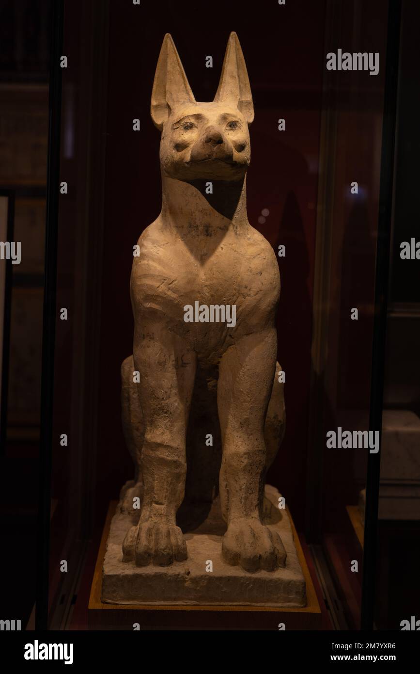 Sculpture of dog Anubis, the god and guardian of the tomb, pyramids