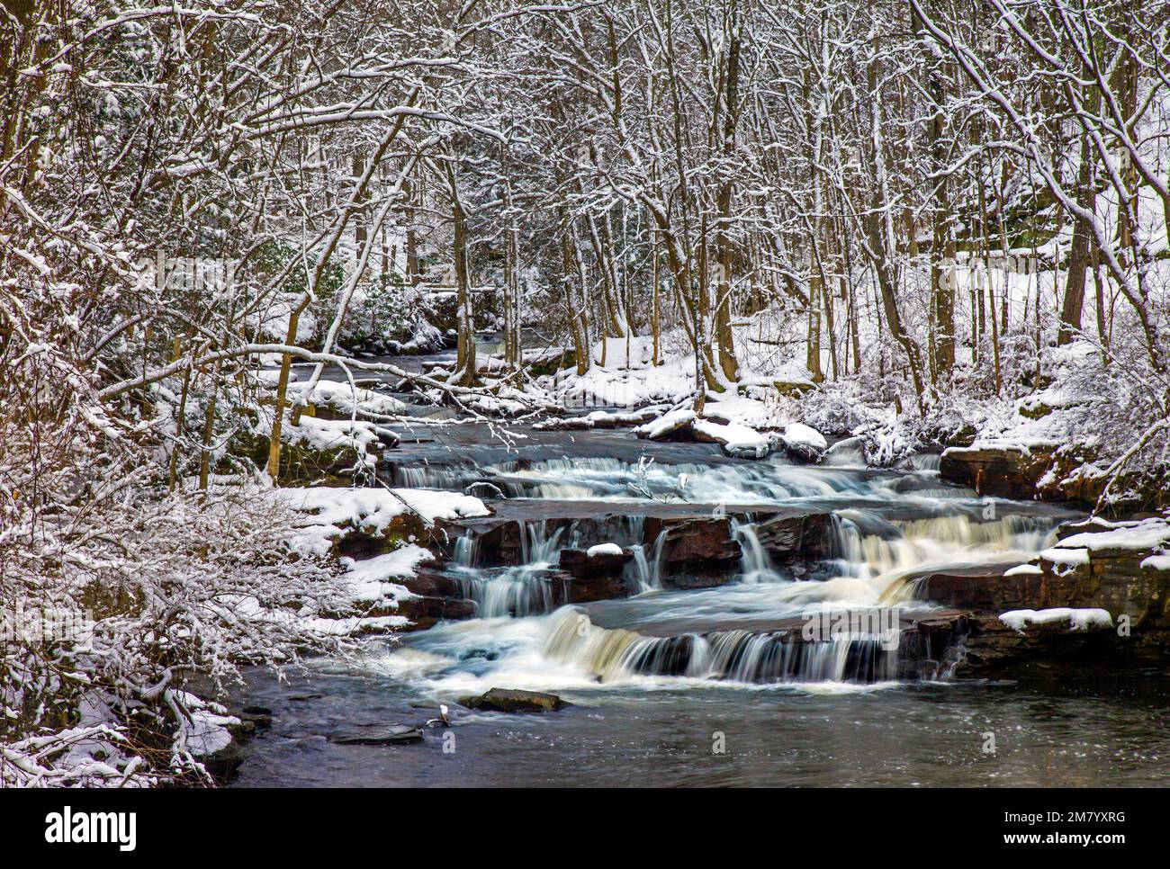 Cascades along the West Branch Wallenpaupack Creek a tributary of the Delaware River in Wayne County, Pennsylvania Stock Photo