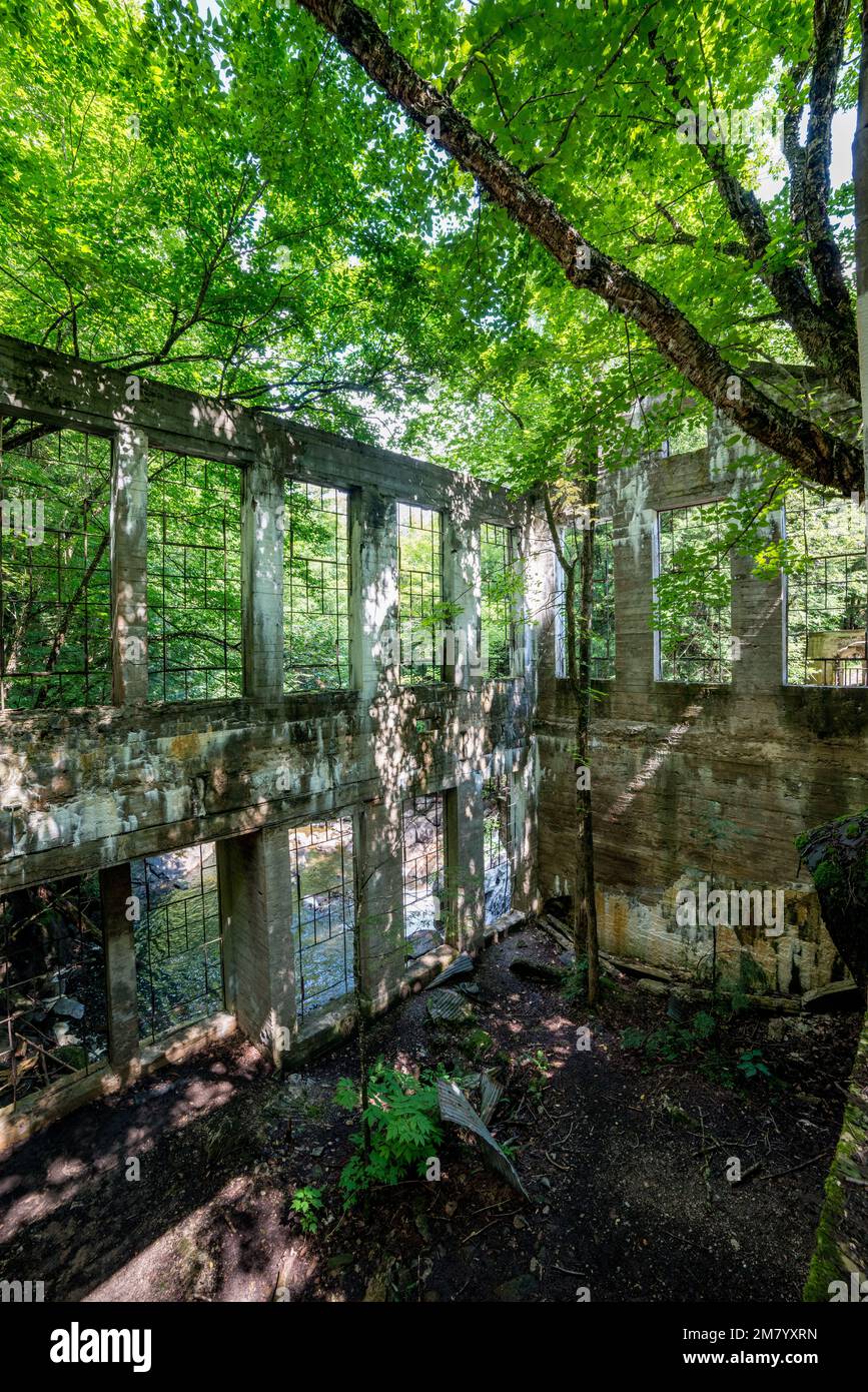 Ruines Carbide Willson, Chelsea, Québec, Canada Stock Photo