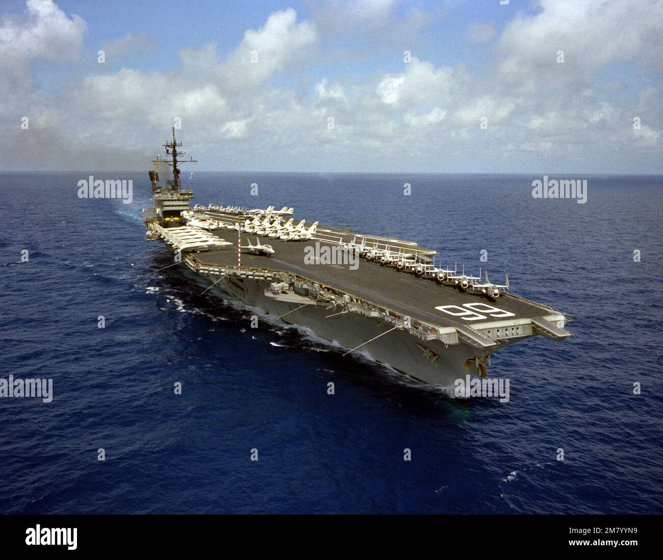 A starboard bow view of the aircraft carrier USS AMERICA (CV-66 ...