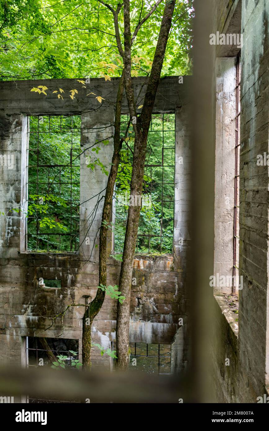Ruines Carbide Willson, Chelsea, Québec, Canada Stock Photo
