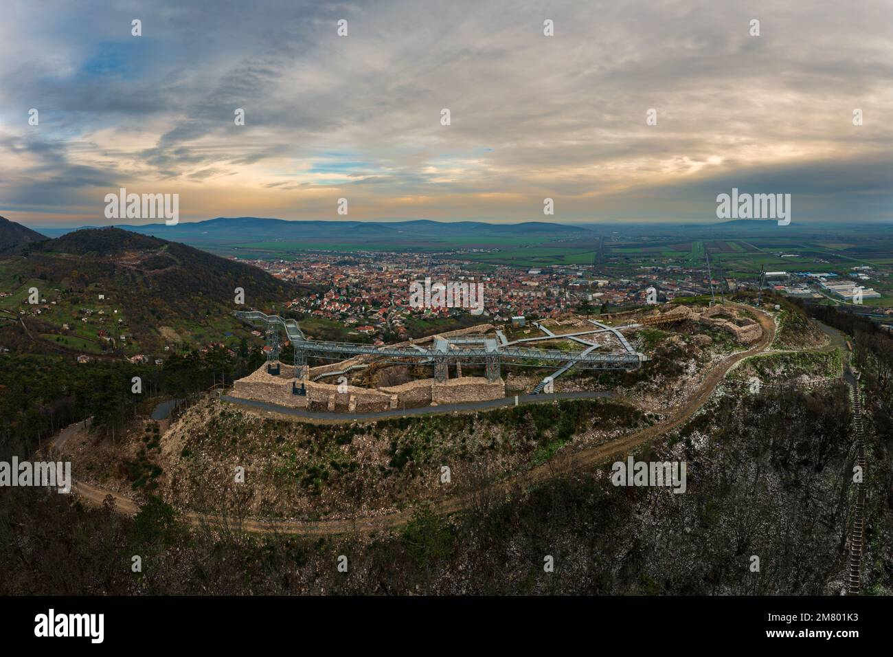Amazing renewed touristical attraction in Hungary Tokaj region Zemplen mountains. The name is fort of Storaljaujhely. Historical castle ruins with new Stock Photo