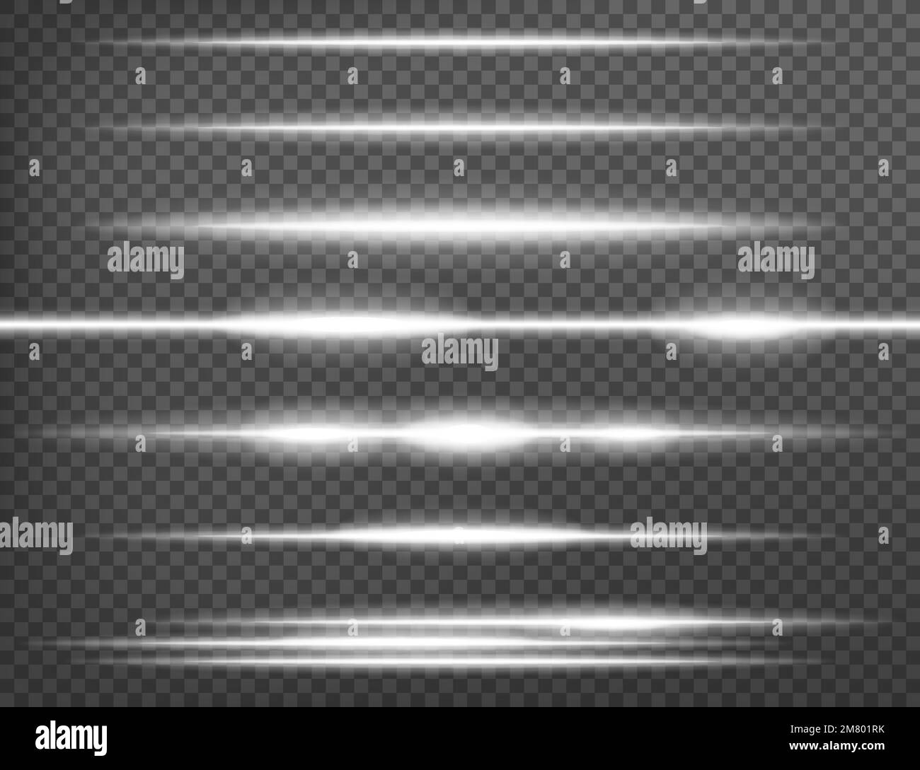 Horizontal lens flares pack. Laser beams, horizontal light rays isolated on transparent