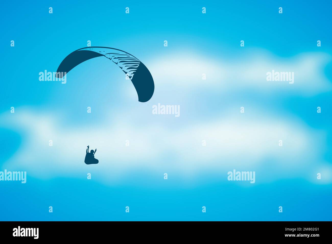 paragliding adventure paraglider in blue cloudy sky Stock Vector