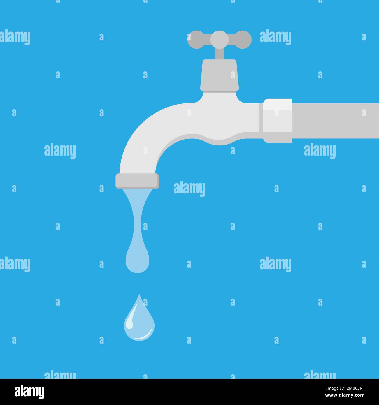 Water tap with drop isolated on background. Vector illustration. Eps 10