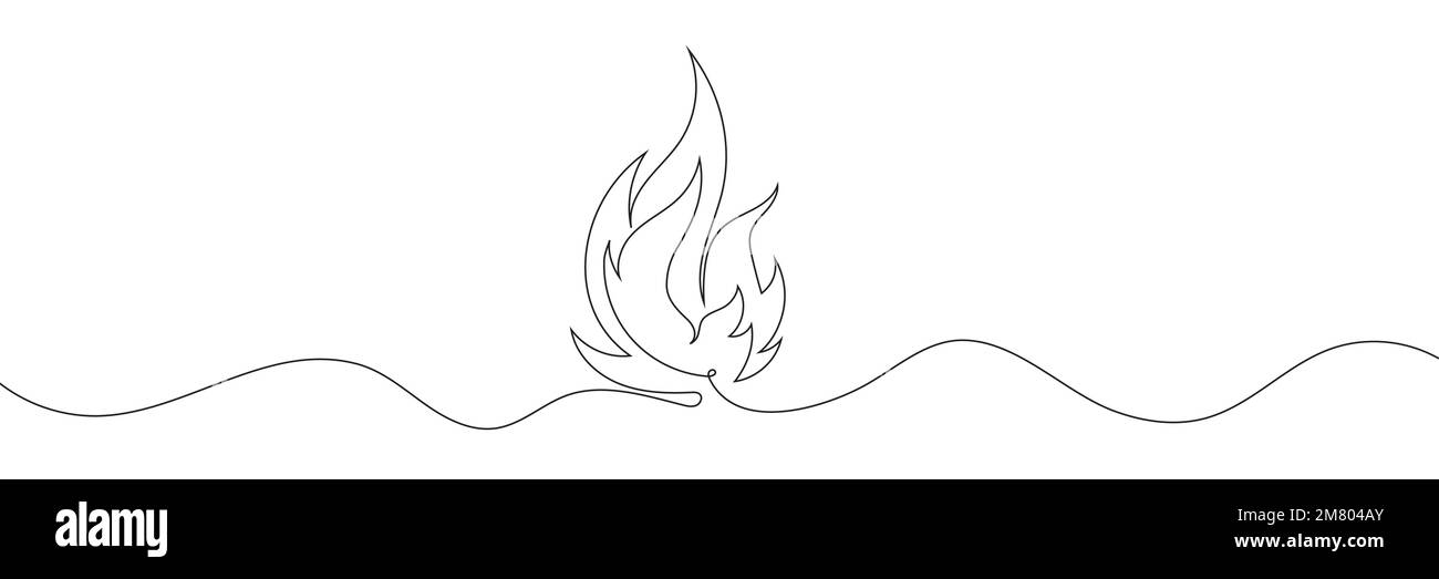 Continuous line of fire. one line. Vector illustration Stock Vector