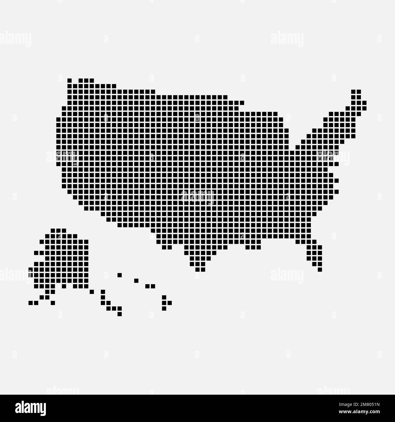 Pixel mosaic map of USA. Halftone design. Vector illustration. Eps 10