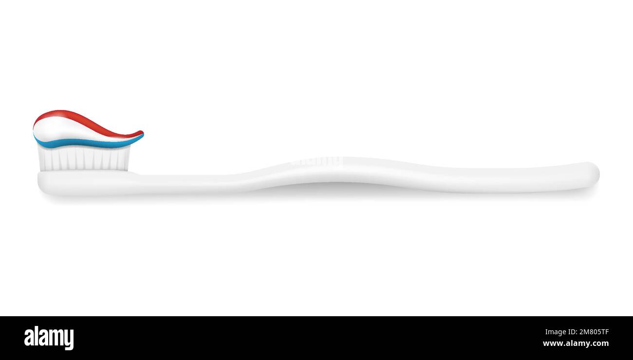 Toothbrush with toothpaste isolated on white background. Vector illustration. Eps 10. Stock Vector