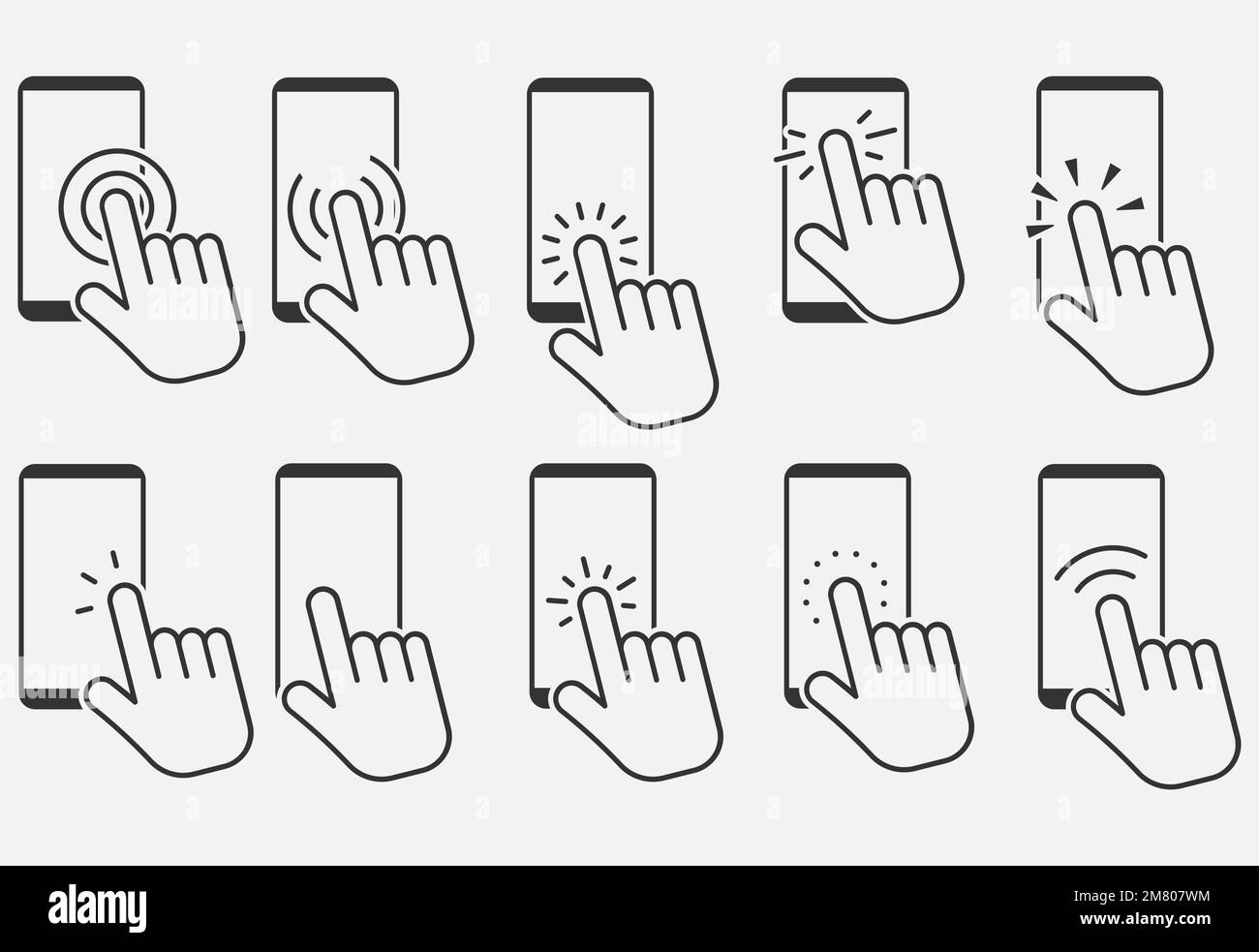 Set of hand touch screen smartphone icon. Click on the smartphone ...