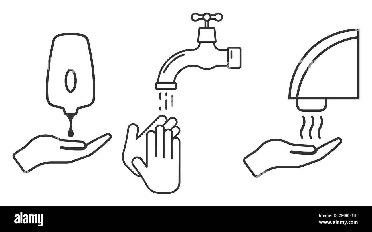 Set Of Hand Washing Procedure Isolated On White Background Vector Illustration Eps 10 Stock 6097