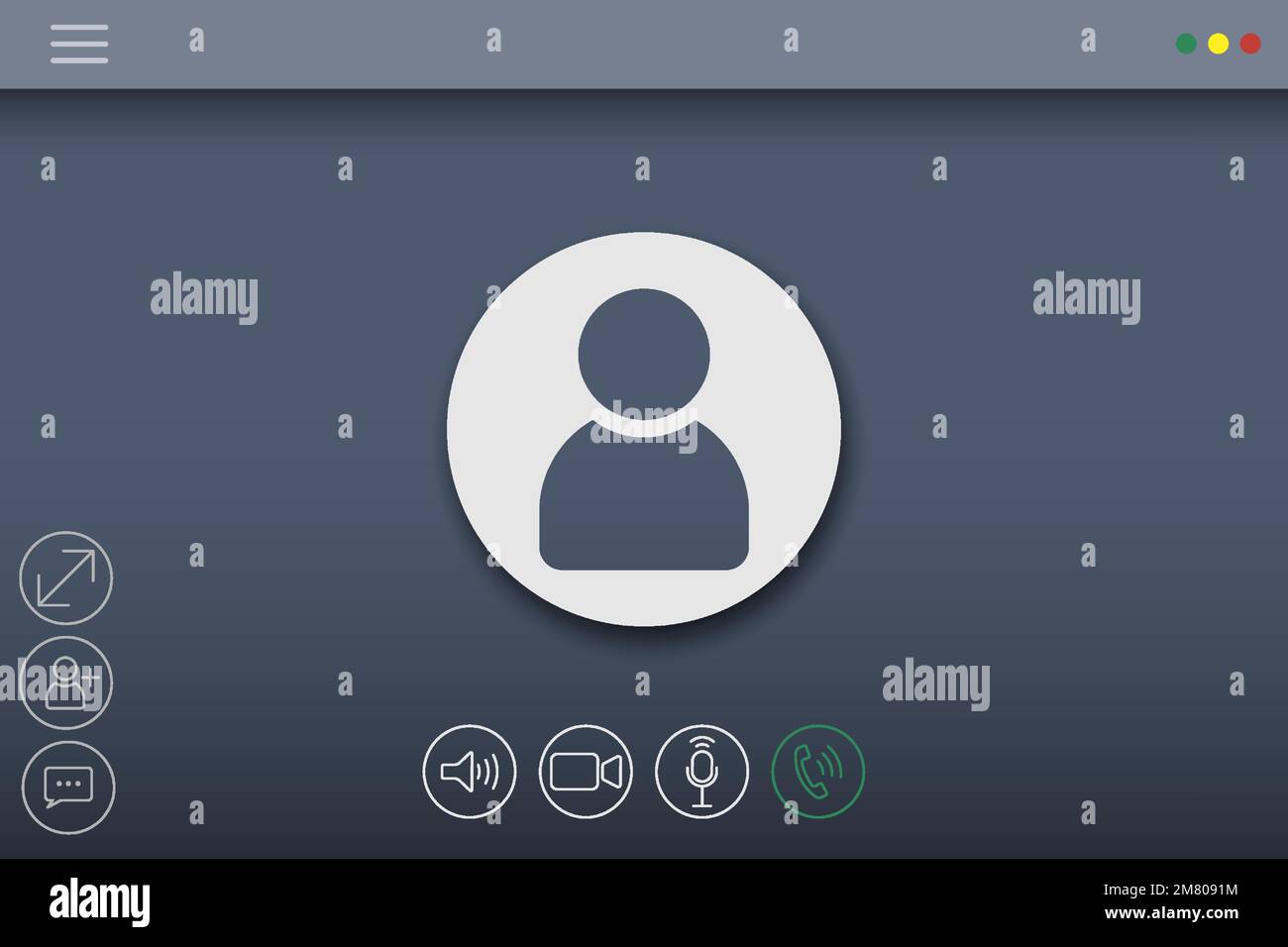 Video chat user interface. Video calls window overla. Vector illustration. Eps 10. Stock Vector