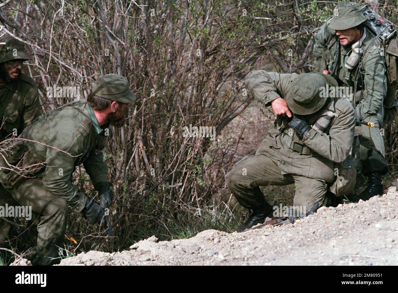 Wainwright Base Canadian Army infantry troops participate in a mock battle during the ...