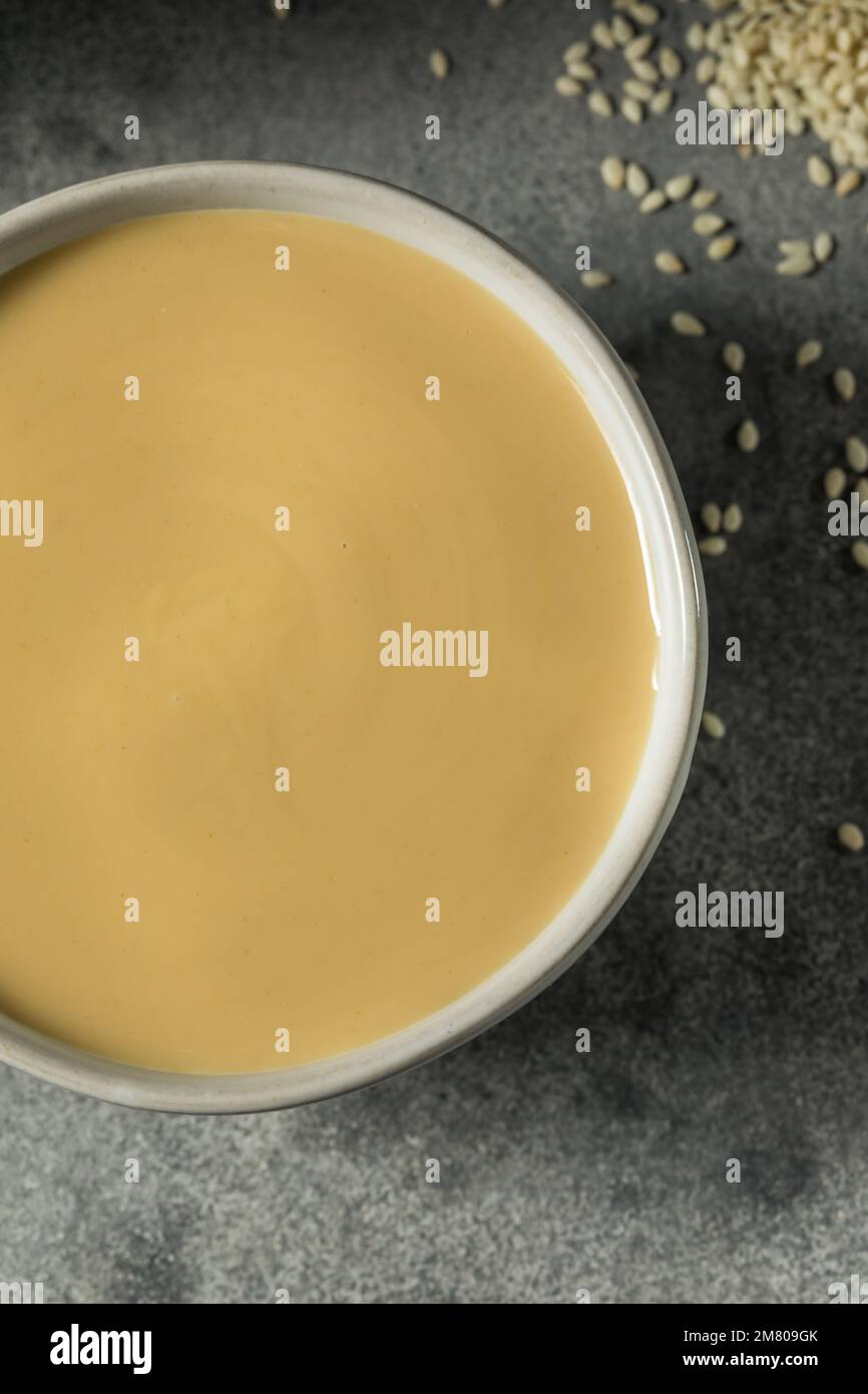 Homemade Organic Tahini Sesame Paste in a Bowl Stock Photo Alamy