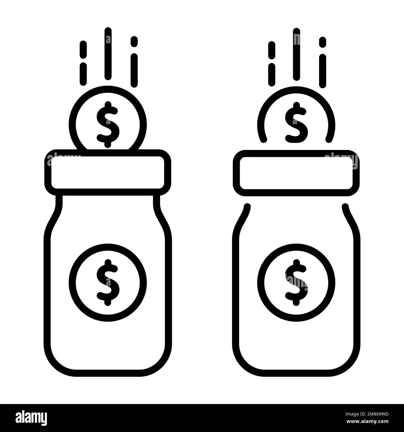Glass money jar full of gold coins. Saving dollar coin in moneybox. Vector illustration. Web banner. Eps 10. Stock Vector