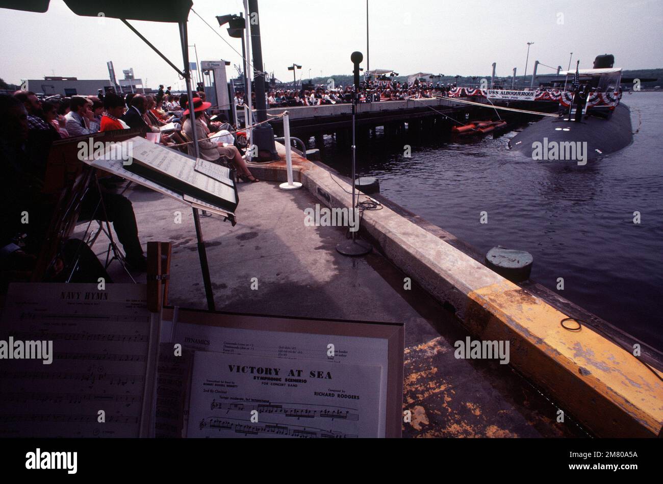 An overall view from the bandstand of the commissioning ceremonies for