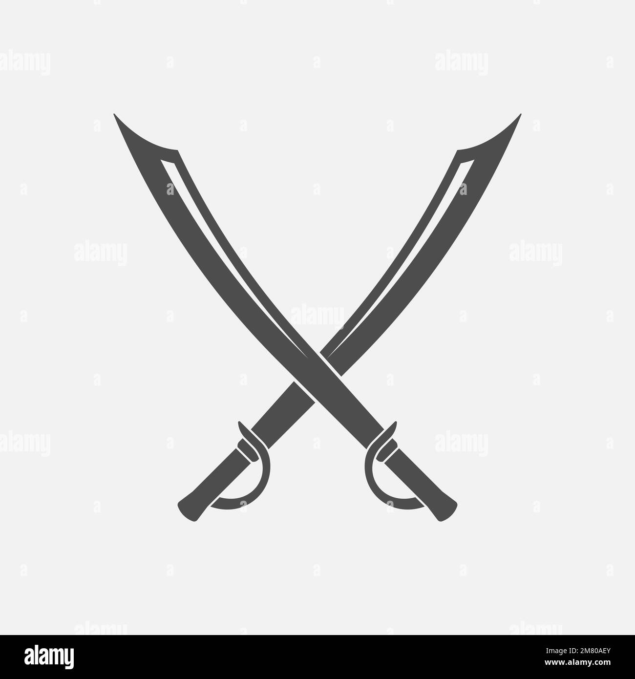 Saber icon. Crossed scimitar swords icon. Two sabers or cavalry swords