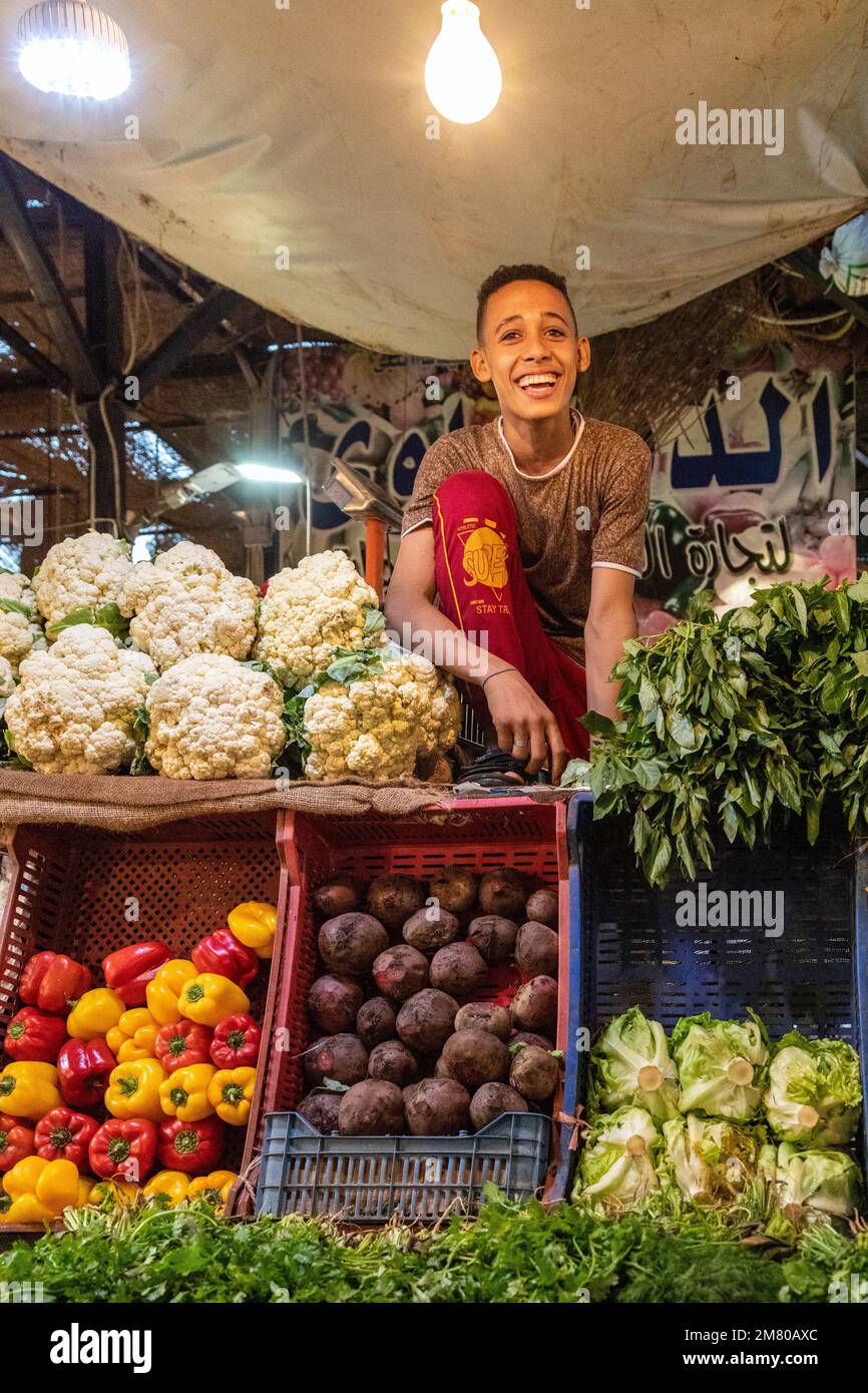 CHILDREN AT THEIR FRUIT AND VEGETABLE STAND, EL DAHAR MARKET, POPULAR ...