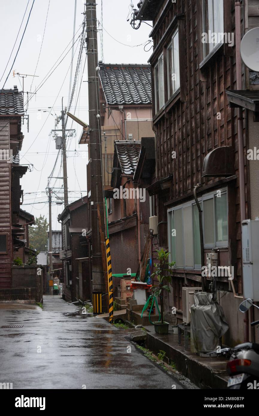 The streets of Wajima on a rainy day, Noto Peninsula, Ishikawa Stock Photo