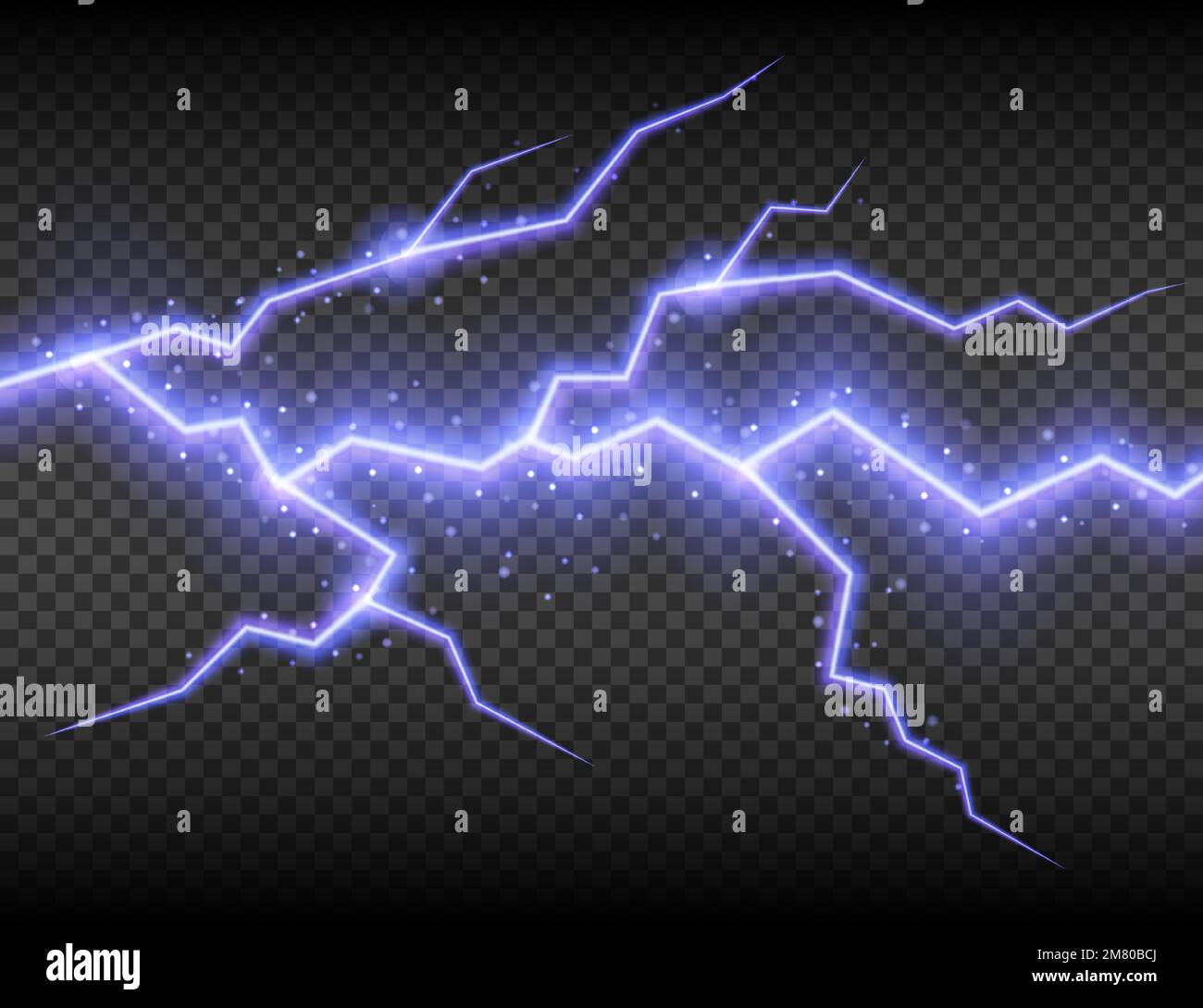 Realistic electric lightning, abstract thunderstorm. Lightning shock