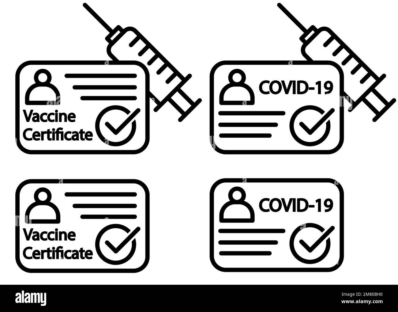 Vaccine passport line icon. Vaccination certificate with check mark