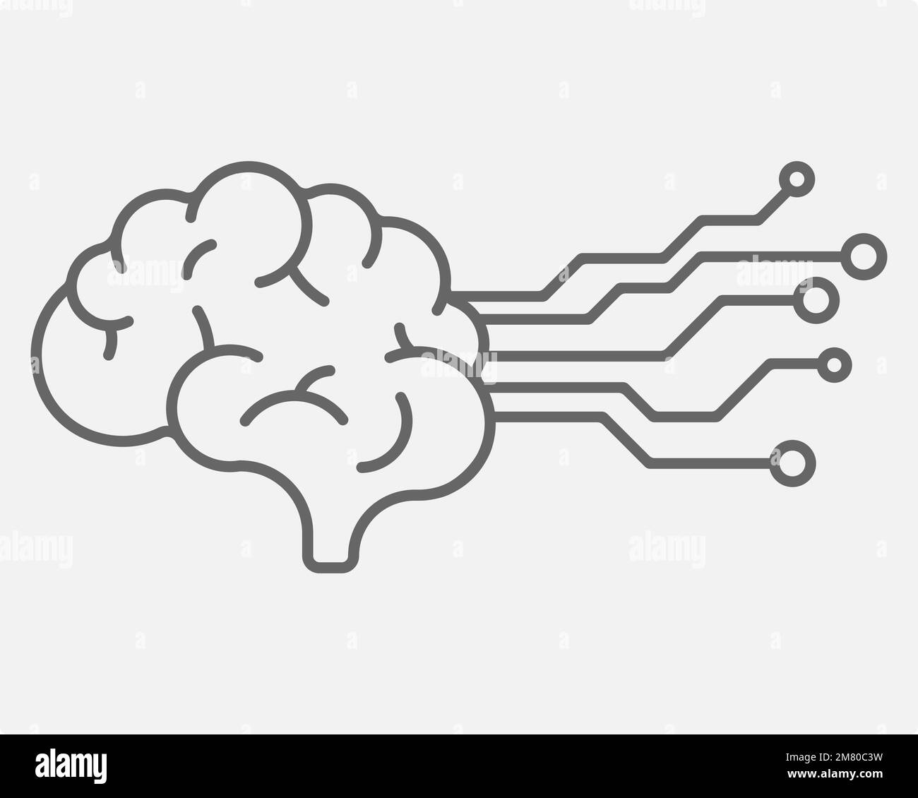 Human brain and circuit board isolated on white background. Vector ...