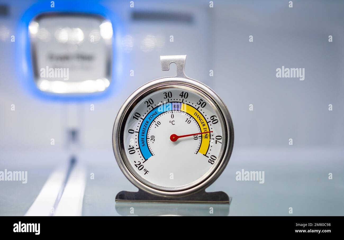 https://c8.alamy.com/comp/2M80C98/refrigerator-thermometer-in-cold-storage-unit-refrigeration-safety-gauge-displaying-unsafe-food-temperature-warning-2M80C98.jpg