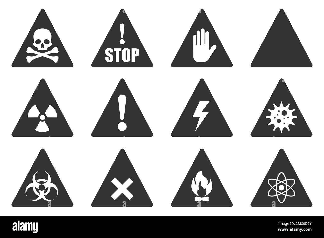 Danger icon set. Caution concept. Vector illustration. Eps 10. Stock Vector