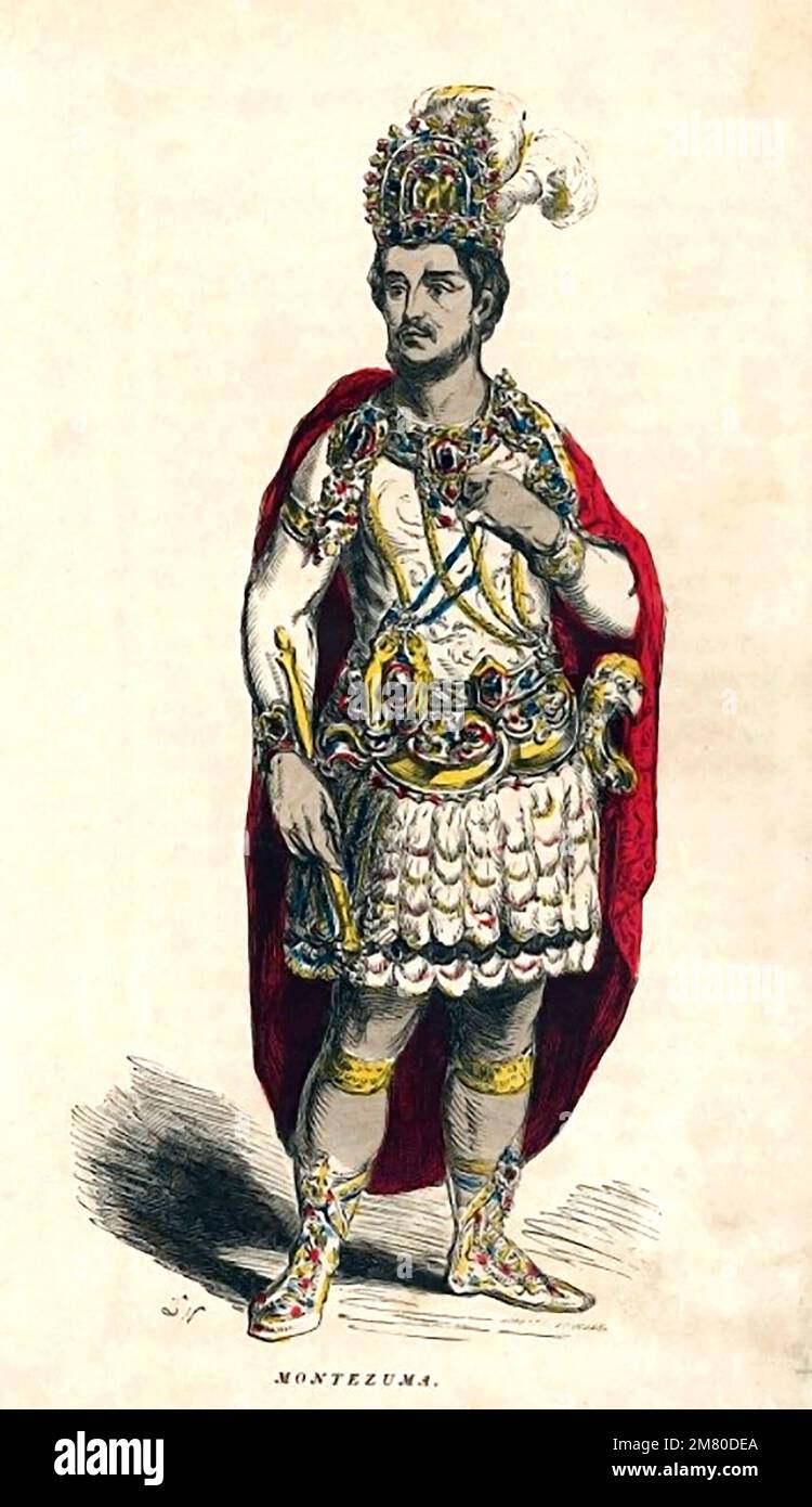 Moctezuma II (Montezuma II). Illustration of the last Emperor of the Aztec Empire, Moctezuma Xocoyotzin (c. 1466-1520) Stock Photo