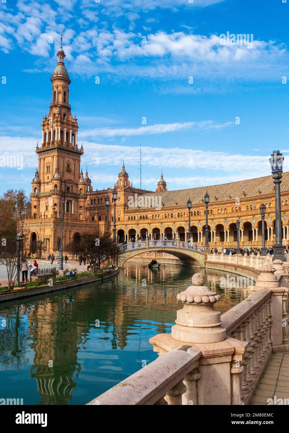 Towers and arches in the Plaza de España in Seville Stock Photo