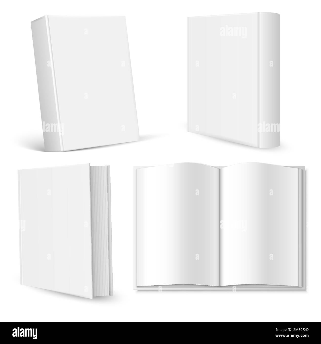 Set of blank book cover, booklet, brochure template isolated on white
