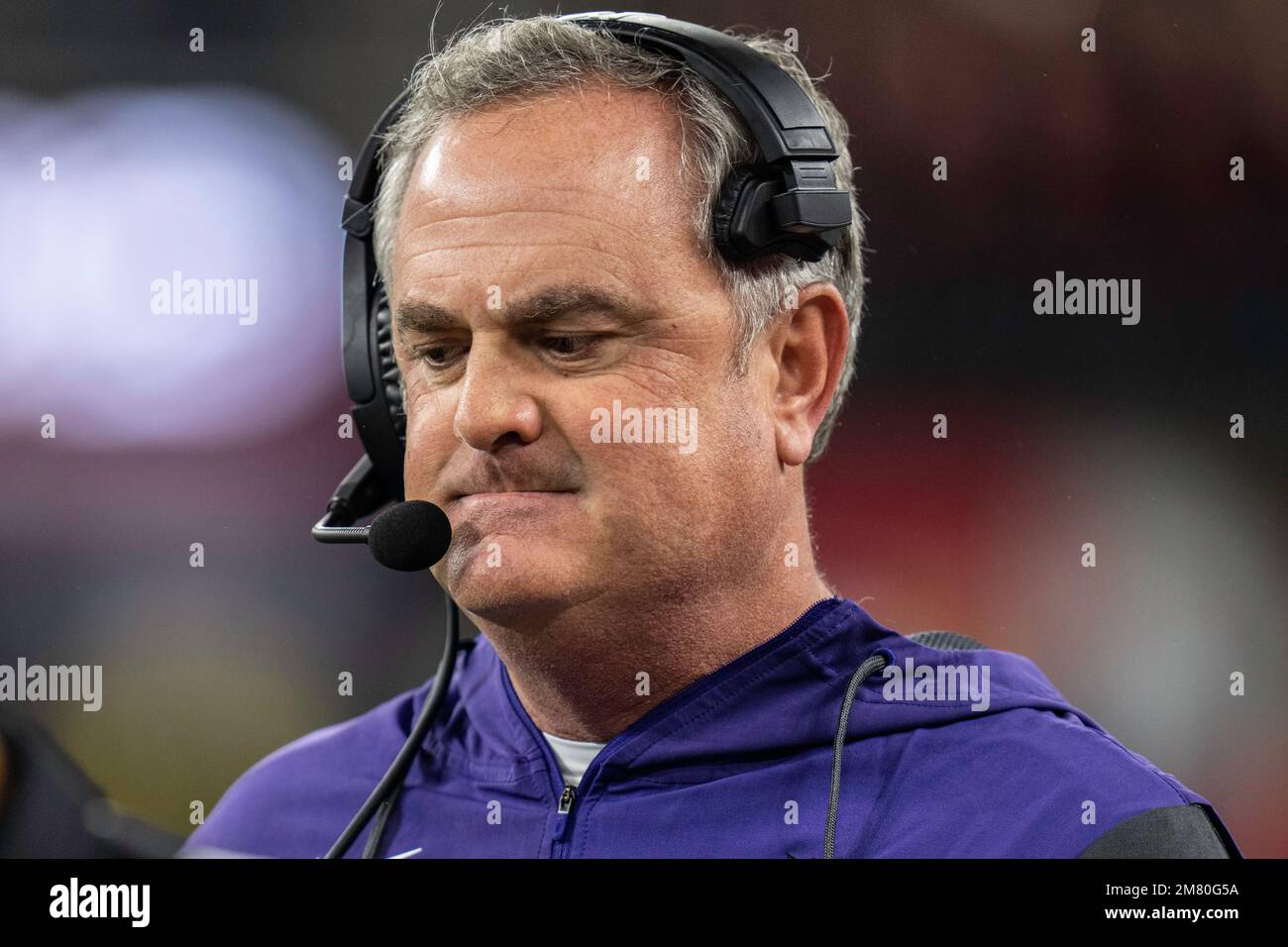 TCU Horned Frogs head coach Sonny Dykes during the College Football Playoff National Championship against the Georgia Bulldogs, Monday, January 9, 202 Stock Photo