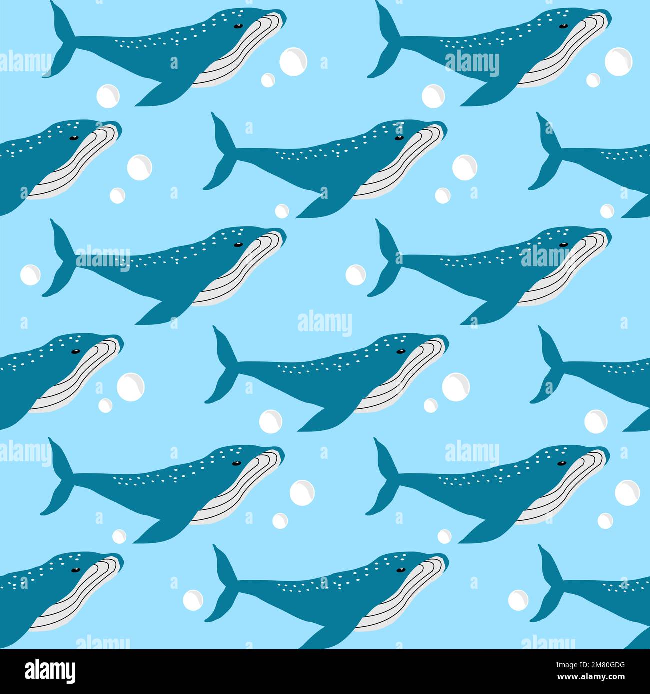 Vector illustration of Blue whale isolated on white background Stock ...