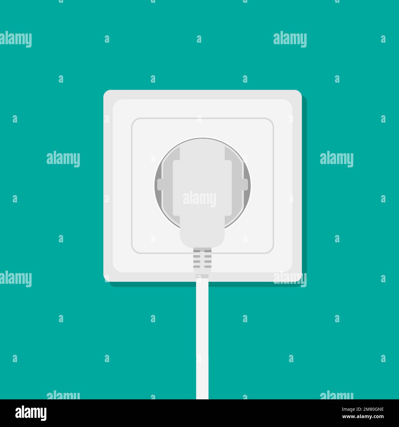 Plug inserted in electrical outlet. Electric plugs and socket. Vector