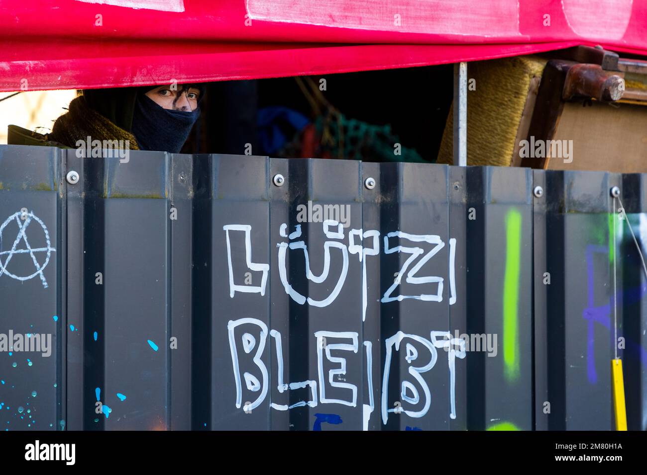 Climate activists have barricaded themselves in the German lignite village of Lutzerath in North Rhine-Westphalia. The activists have been occupying the village for more than two years to prevent it from disappearing from the face of the earth, as agreed in a deal negotiated by political leaders. Energy company RWE mines lignite there, which activists blame for global warming and CO2 pollution. Early this morning, police began evacuating the village. Stock Photo