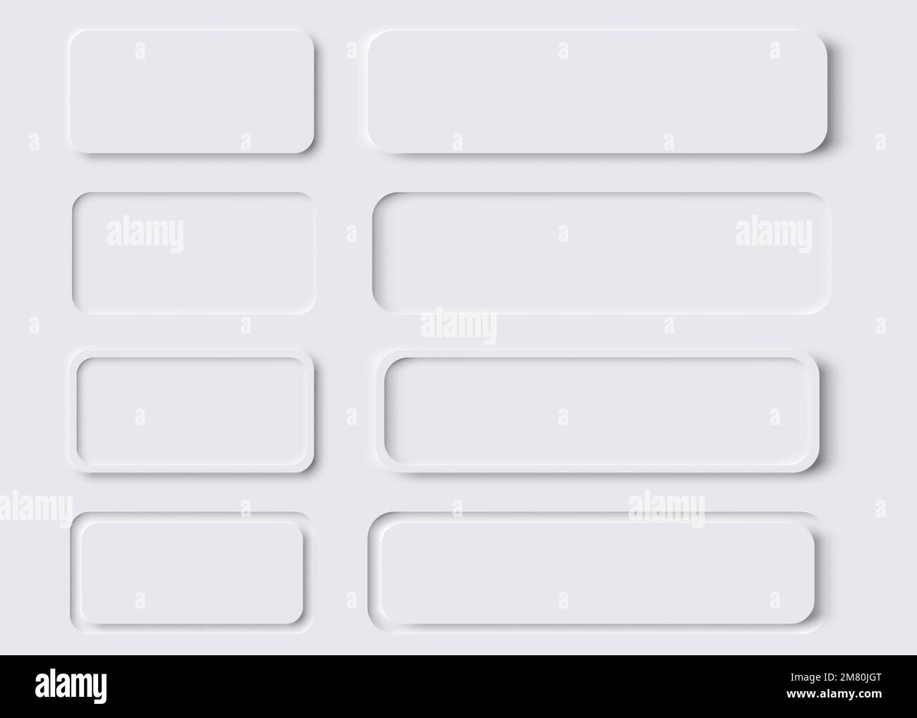 Neumorphic rectangle. Set of Neumorphic UI Design Elements. Vector illustration. Eps 10. Stock Vector