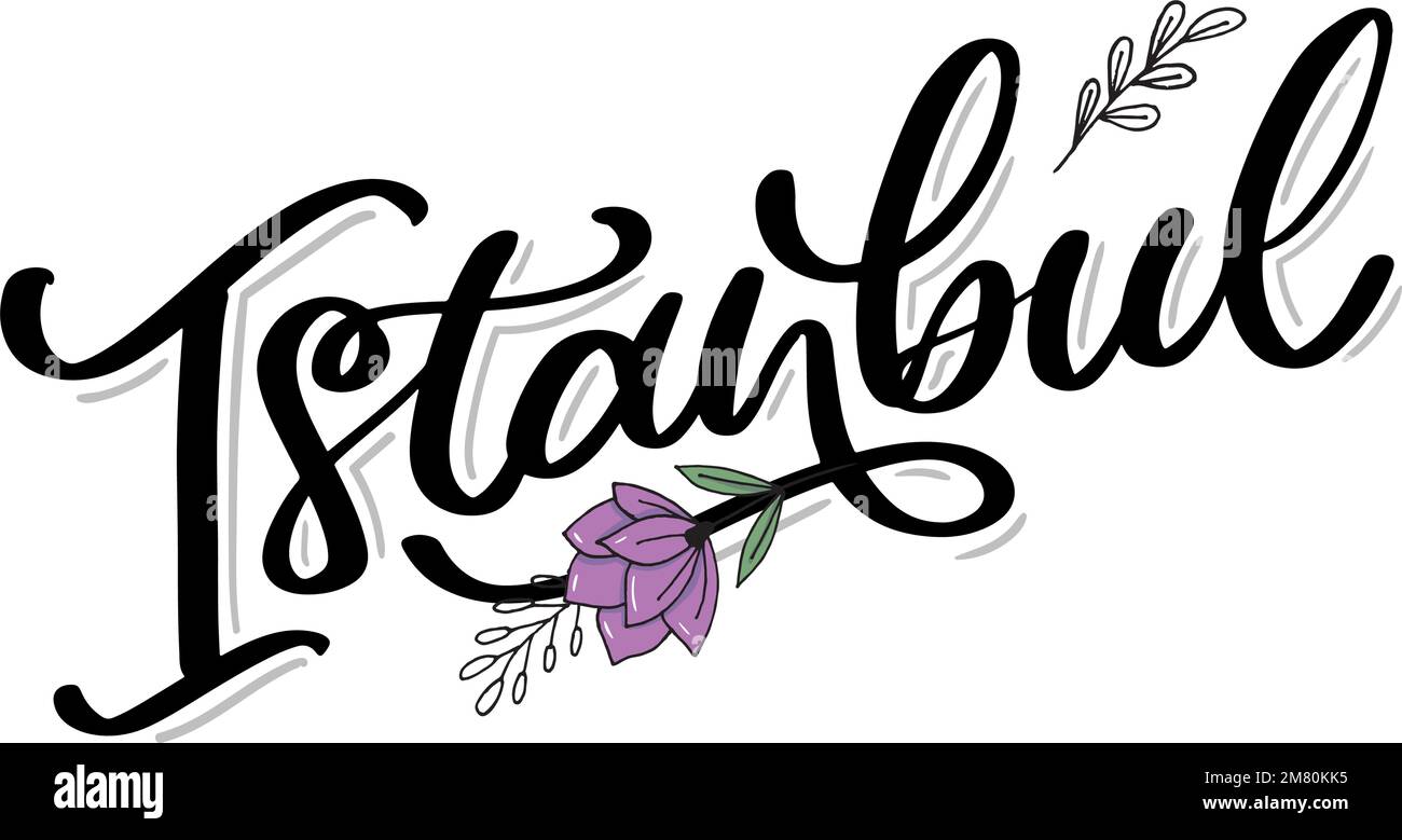 Istanbul. Hand lettering. Vector logo of Istanbul in black color with ...