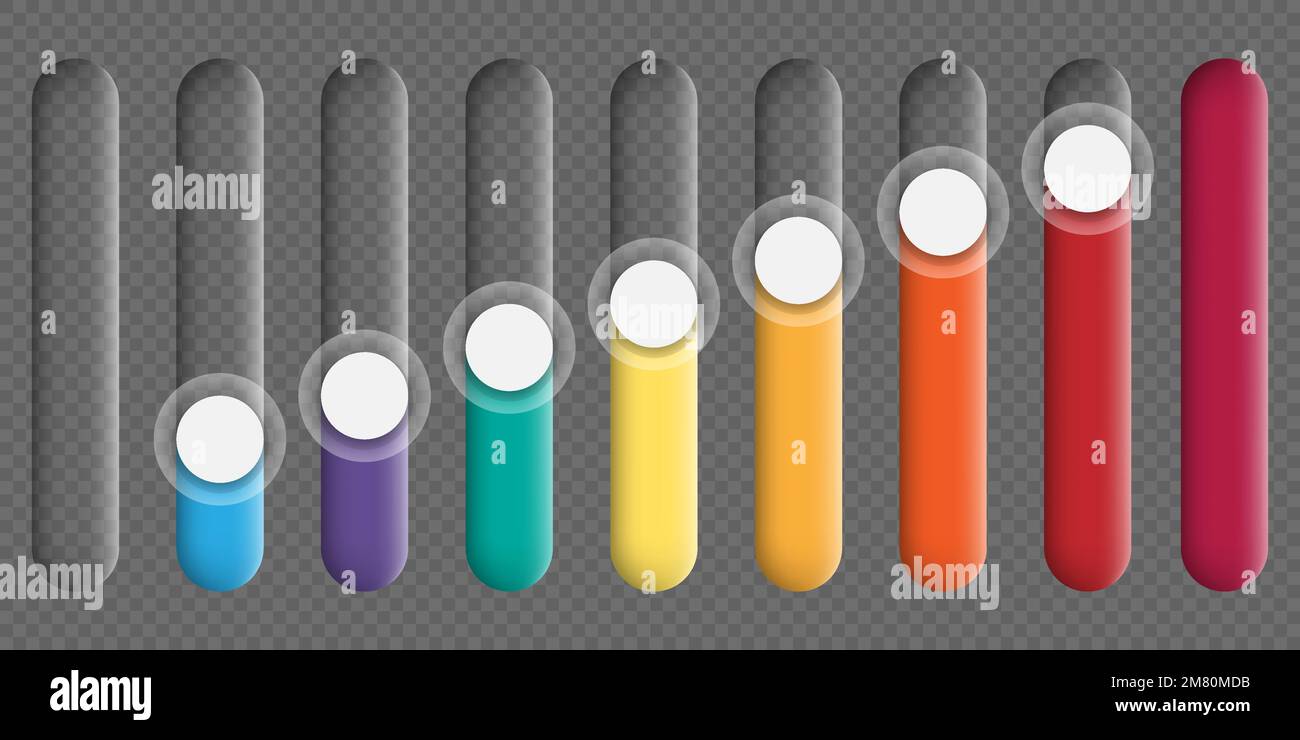Set of slider bar infographic colorful elements. Vector illustration
