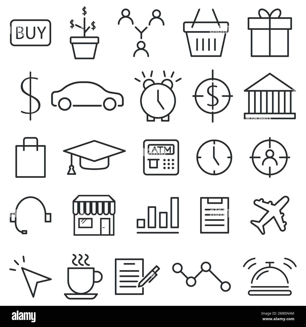 Business and finance web icon set. Outline icon collection. Vector ...