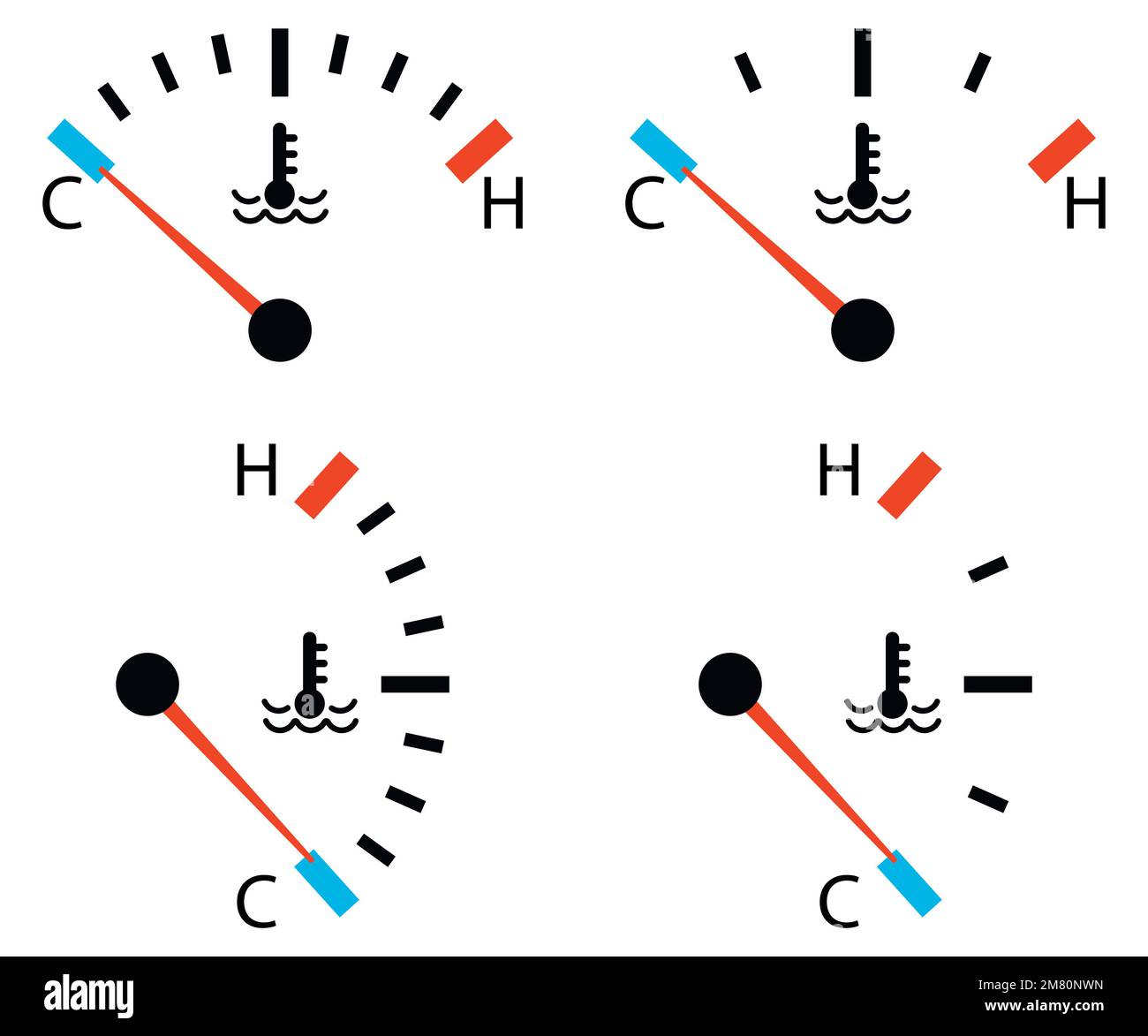 Set of motor temperature gauge icon. Vector illustration. Eps 10 Stock