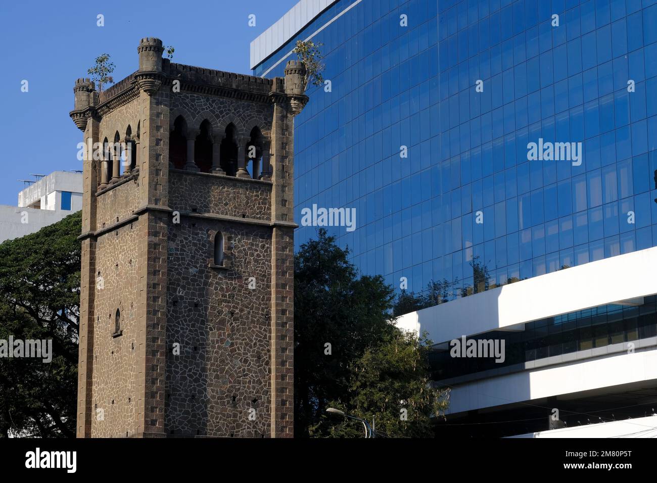 12 December 2022, Old structure in Pune, Heritage Tower stone Structure on old pune-bombay Road, The structure is built by the British and is probably Stock Photo