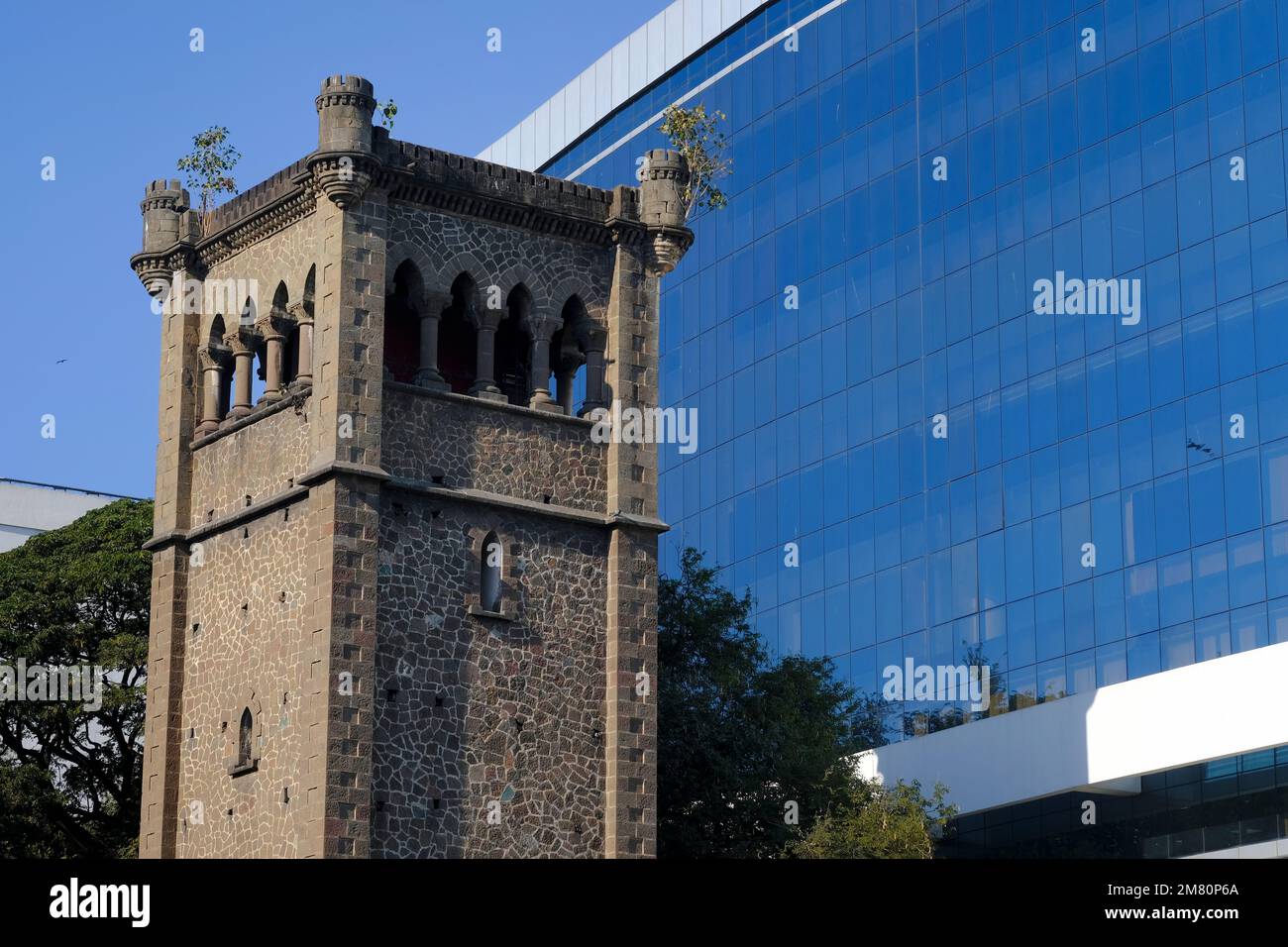 12 December 2022, Old structure in Pune, Heritage Tower stone Structure on old pune-bombay Road, The structure is built by the British and is probably Stock Photo