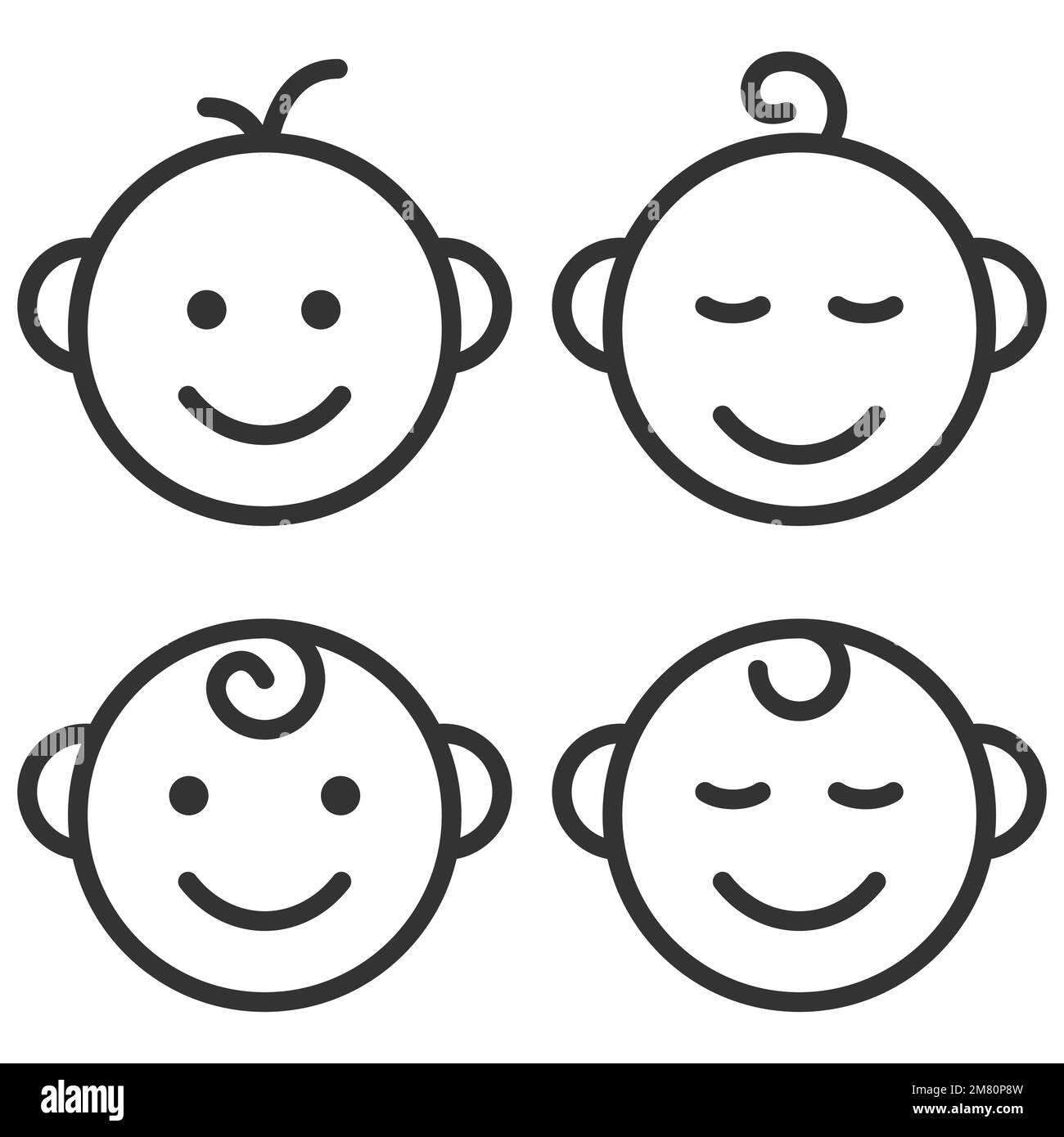 Smile baby outline icon. Vector illustration. Eps 10. Stock Vector