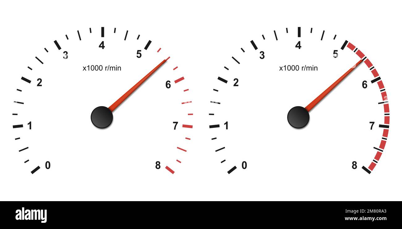Set of Car tachometer dashboard. Realistic tachometer. Vector